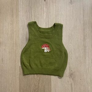 Green Embroidered Sweater Vest